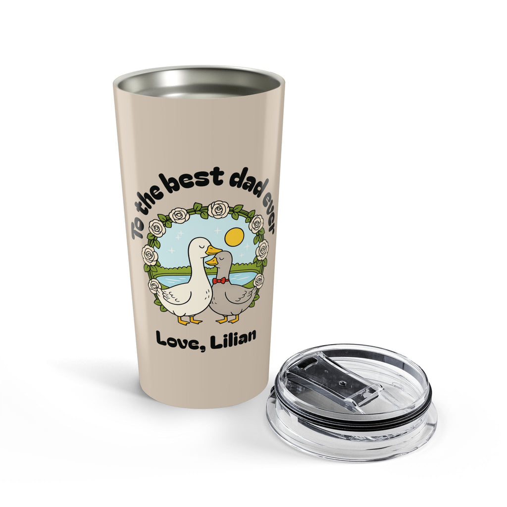 Personalized duck tumbler gift for dad on desk setting