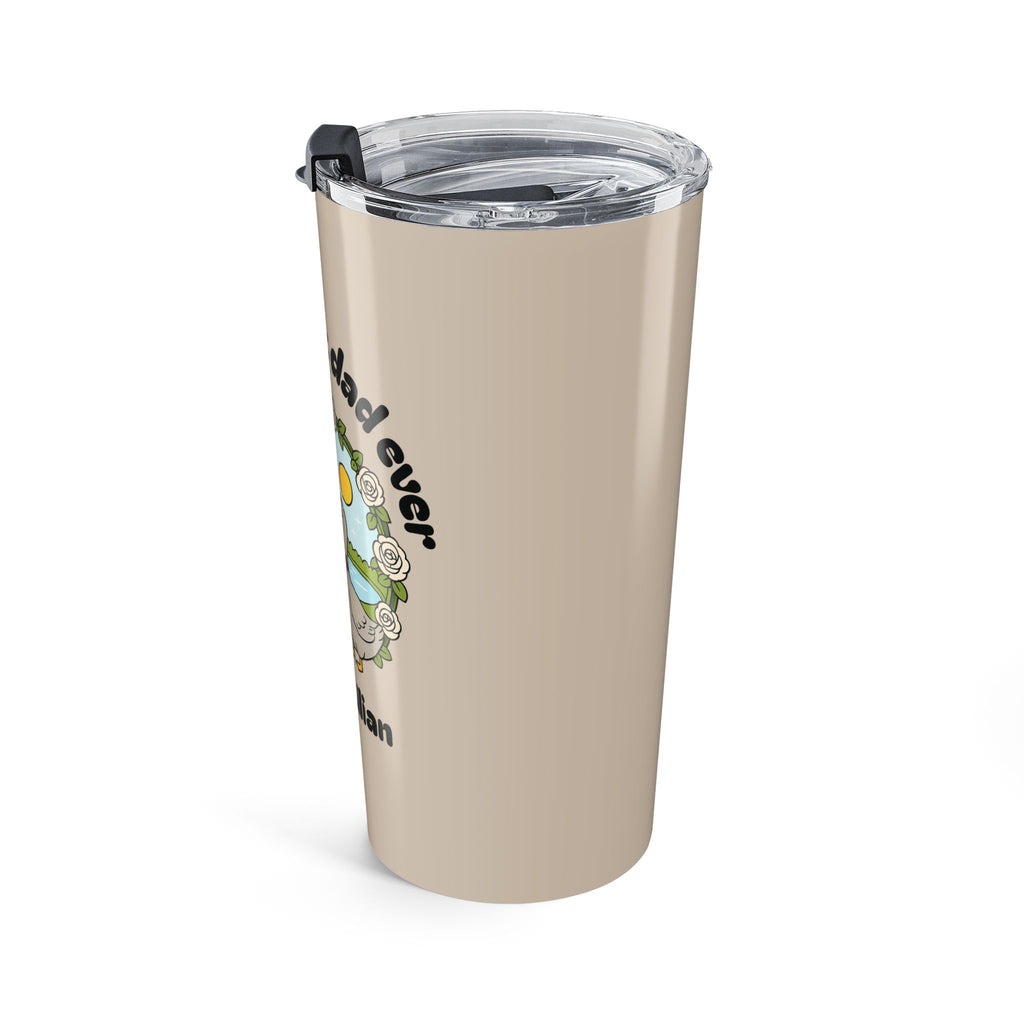 Close-up of duck duo and white rose design on dad tumbler