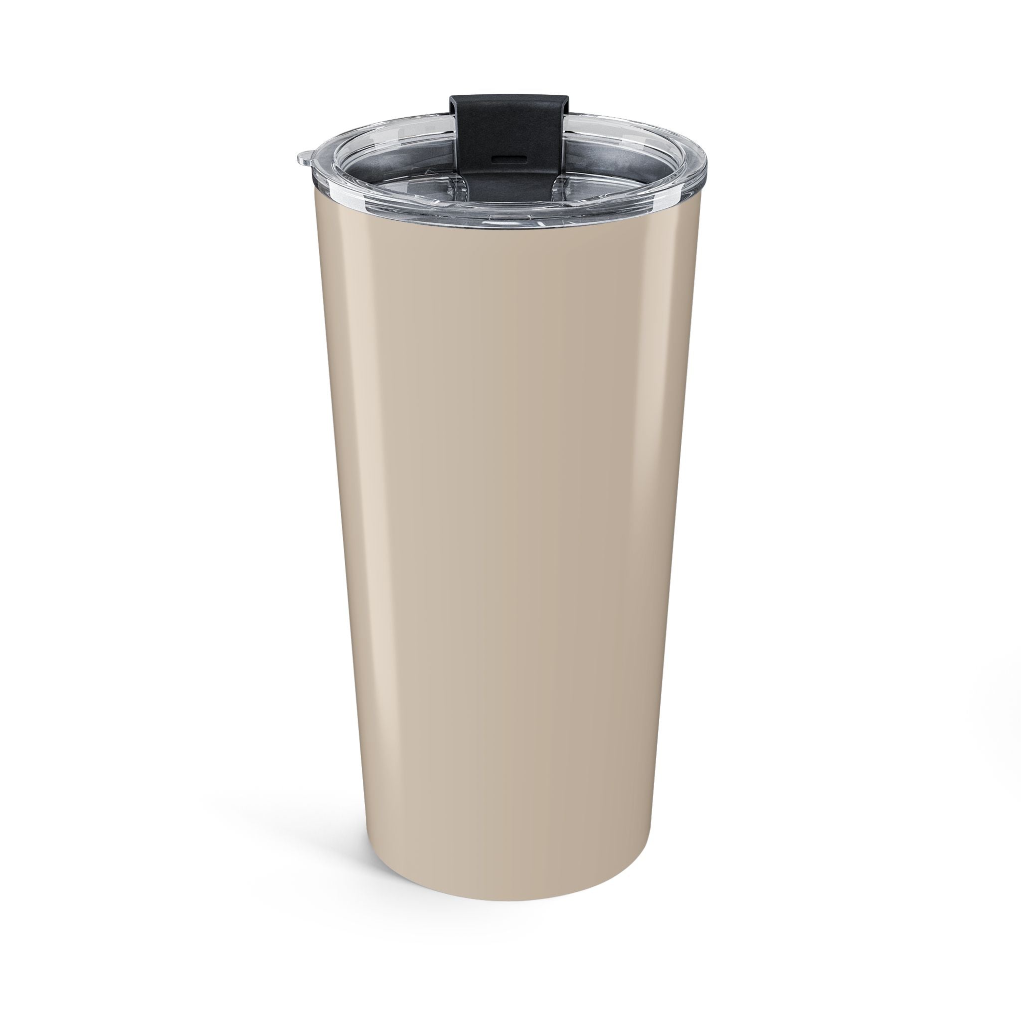 Beige personalized dad tumbler front view with lid