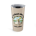 Personalized best dad ever beige duck tumbler with white rose wreath