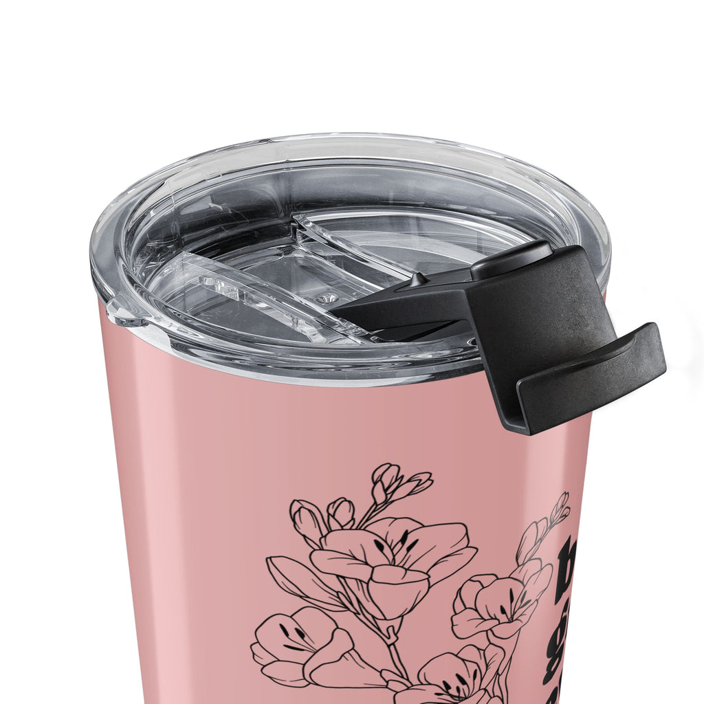 Custom grandparents day gift tumbler pink stainless back view