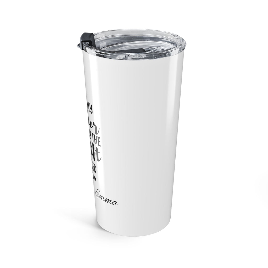 Custom brother tumbler front view with bold black typography