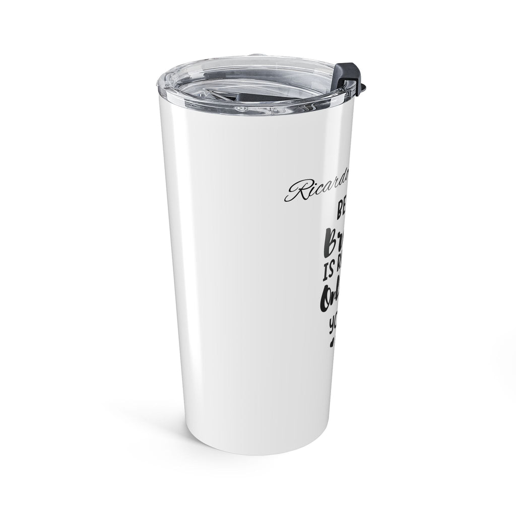 Personalized brother tumbler lifestyle shot on desk or counter