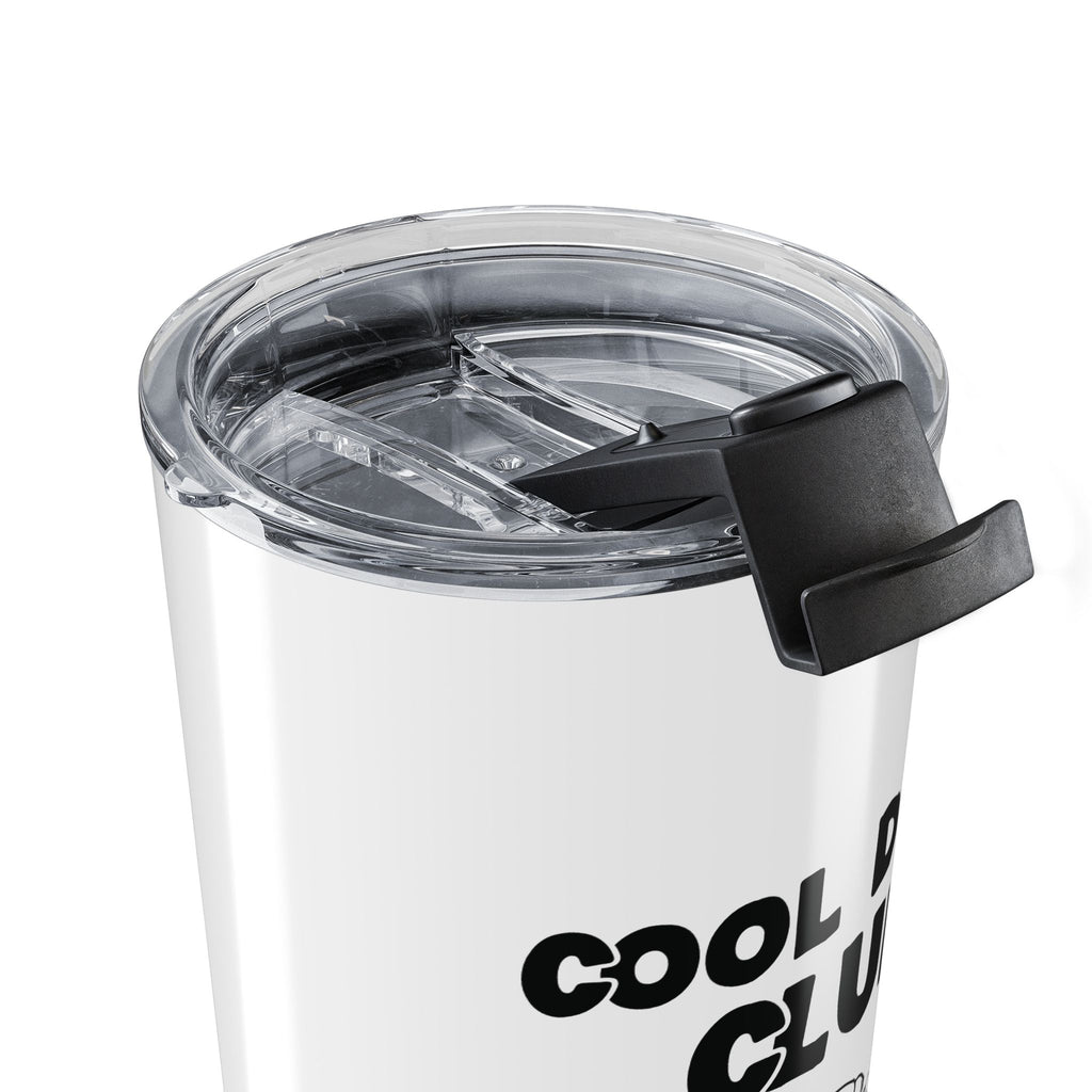 White cool dads club tumbler back view with custom year