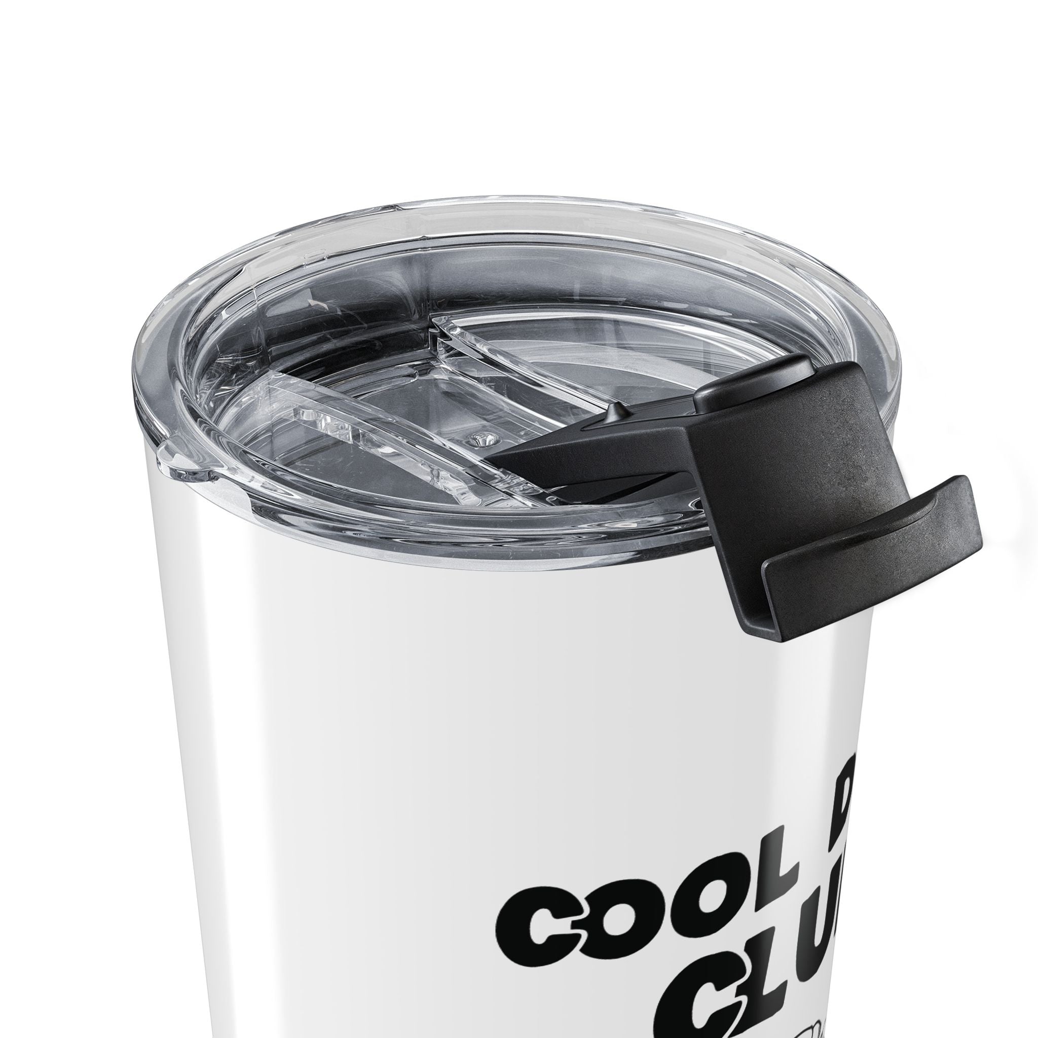 White cool dads club tumbler back view with custom year