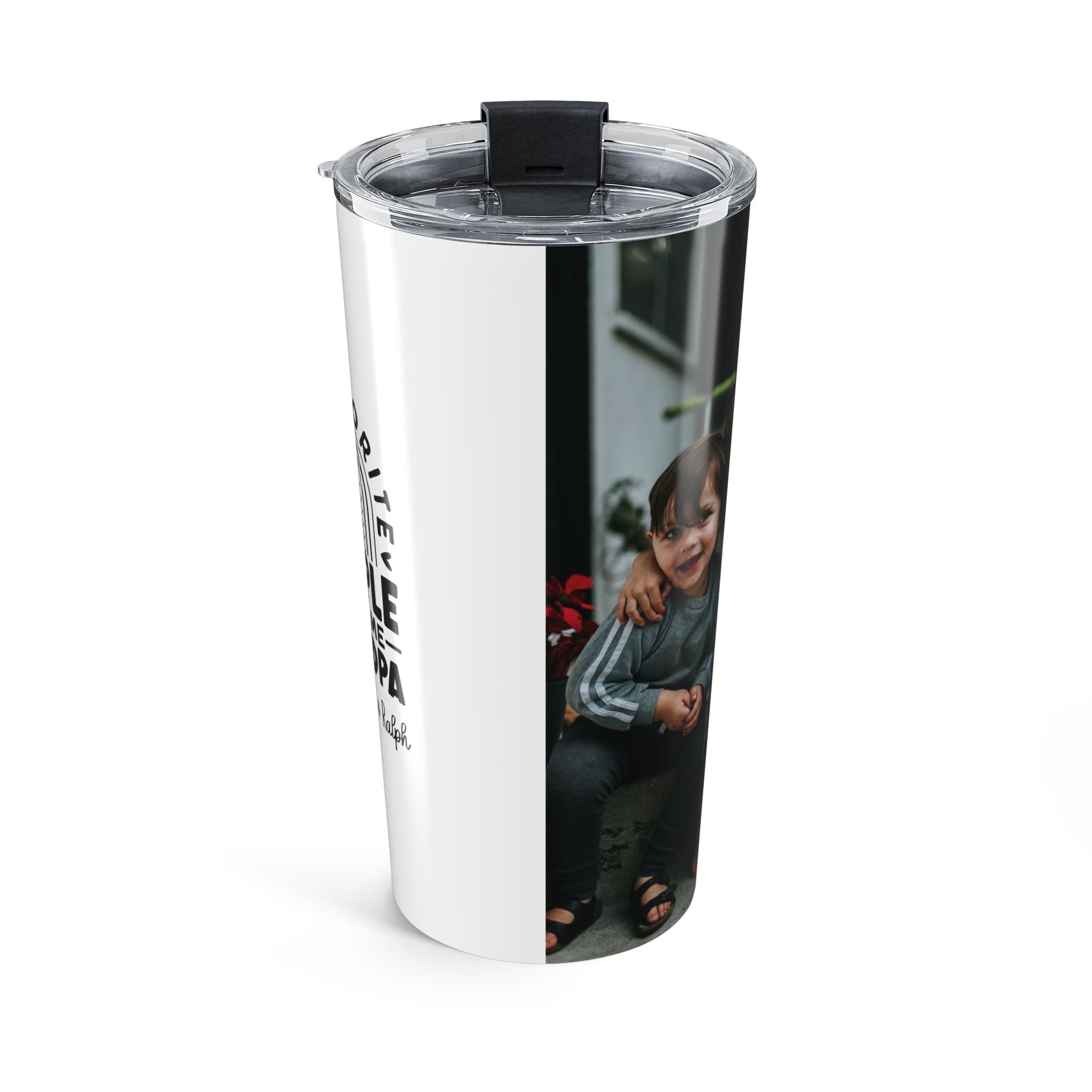 20oz grandpa tumbler back view stainless steel with lid