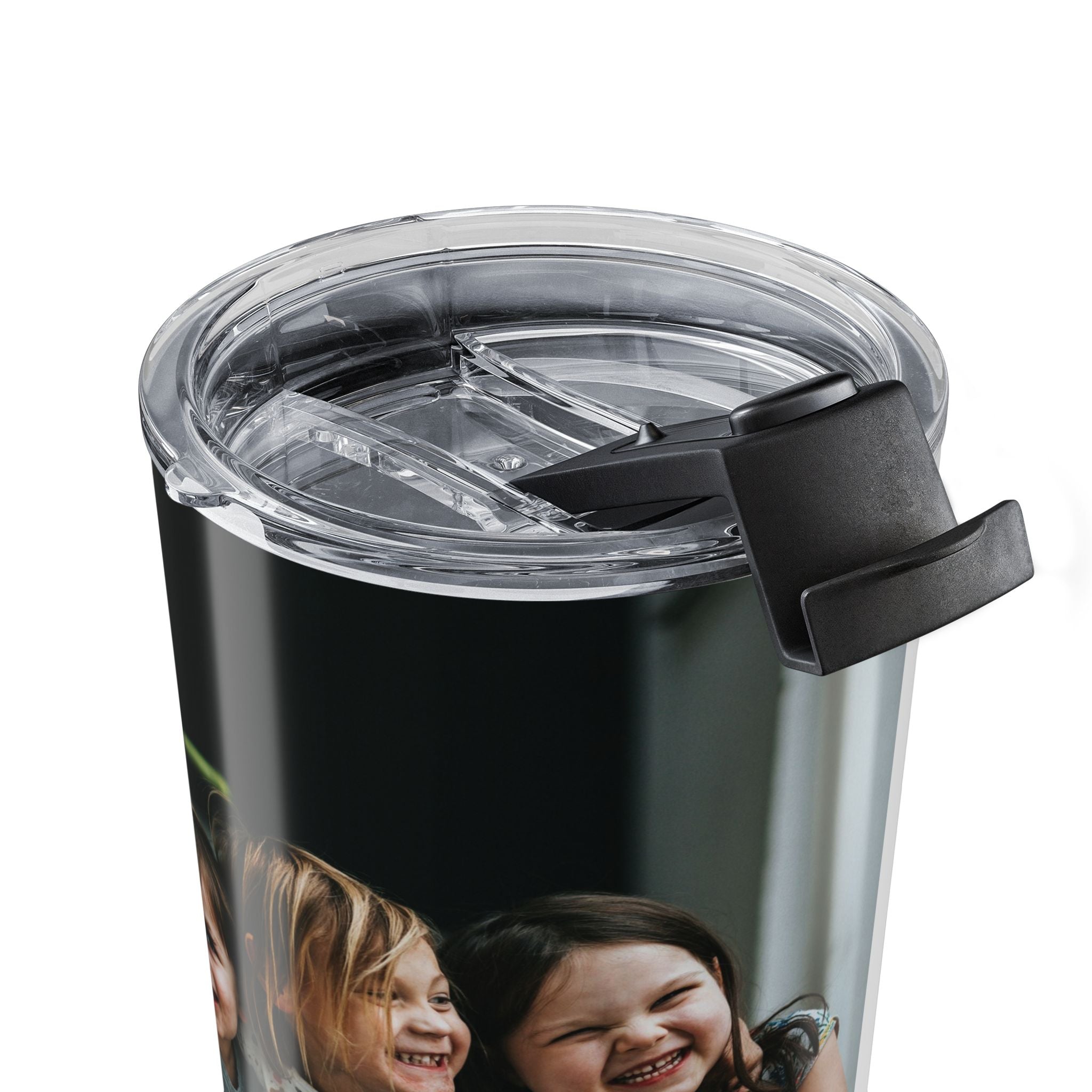 Personalized grandpa tumbler held outdoors in natural light