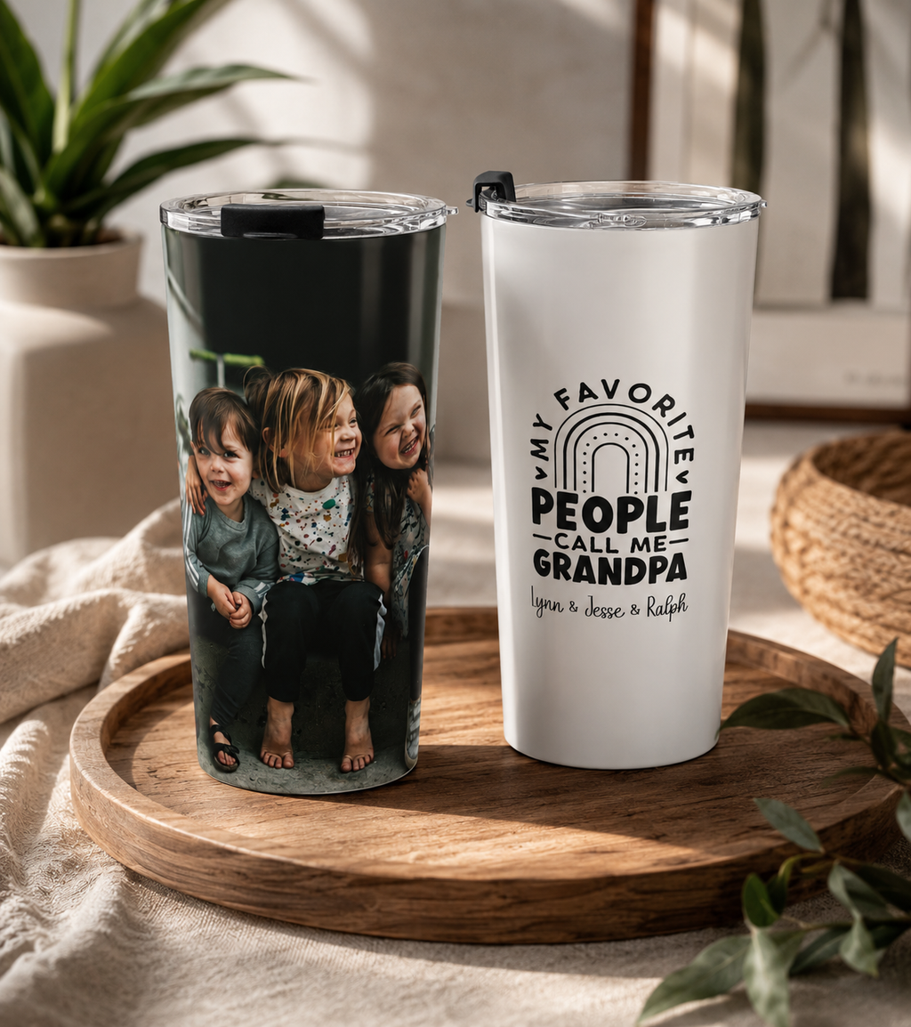Grandpa tumbler size reference mockup transparent background