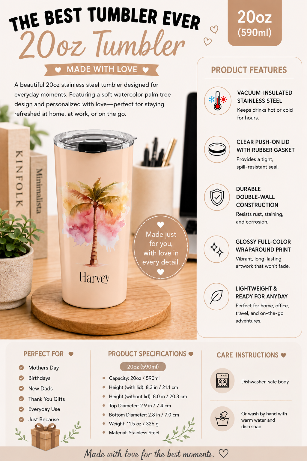Tropical watercolor name tumbler color variant overview