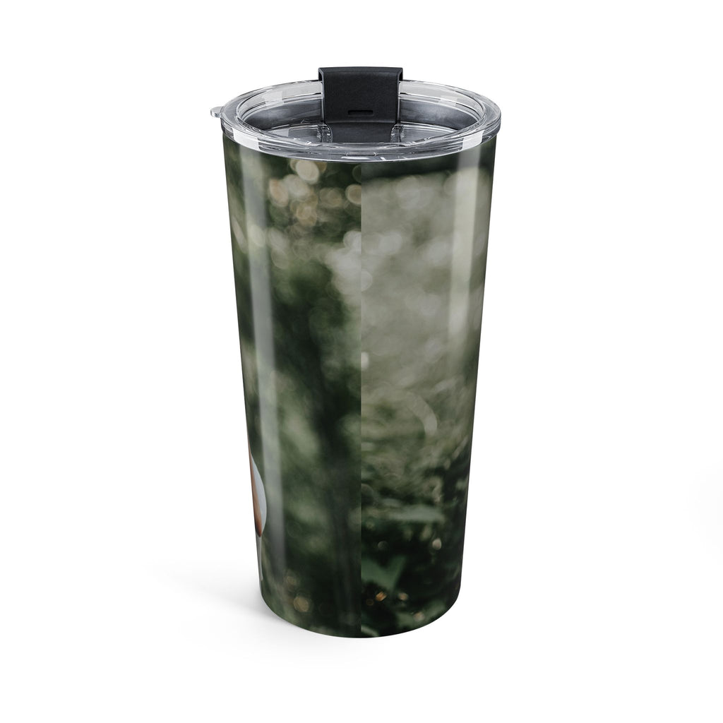 Custom photo tumbler front view with couple portrait wrap
