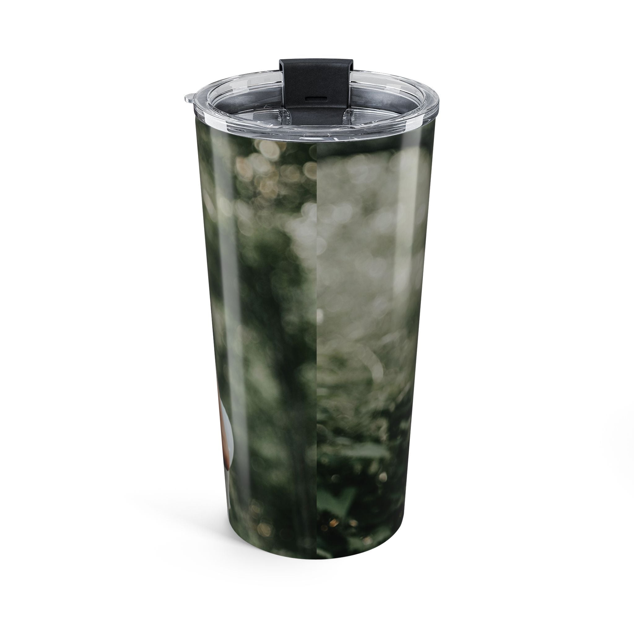 Custom photo tumbler front view with couple portrait wrap