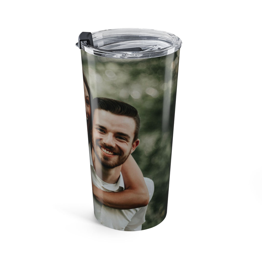 Anniversary gift photo tumbler lifestyle shot on table