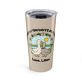 Personalized silly goose duck tumbler beige with white rose wreath
