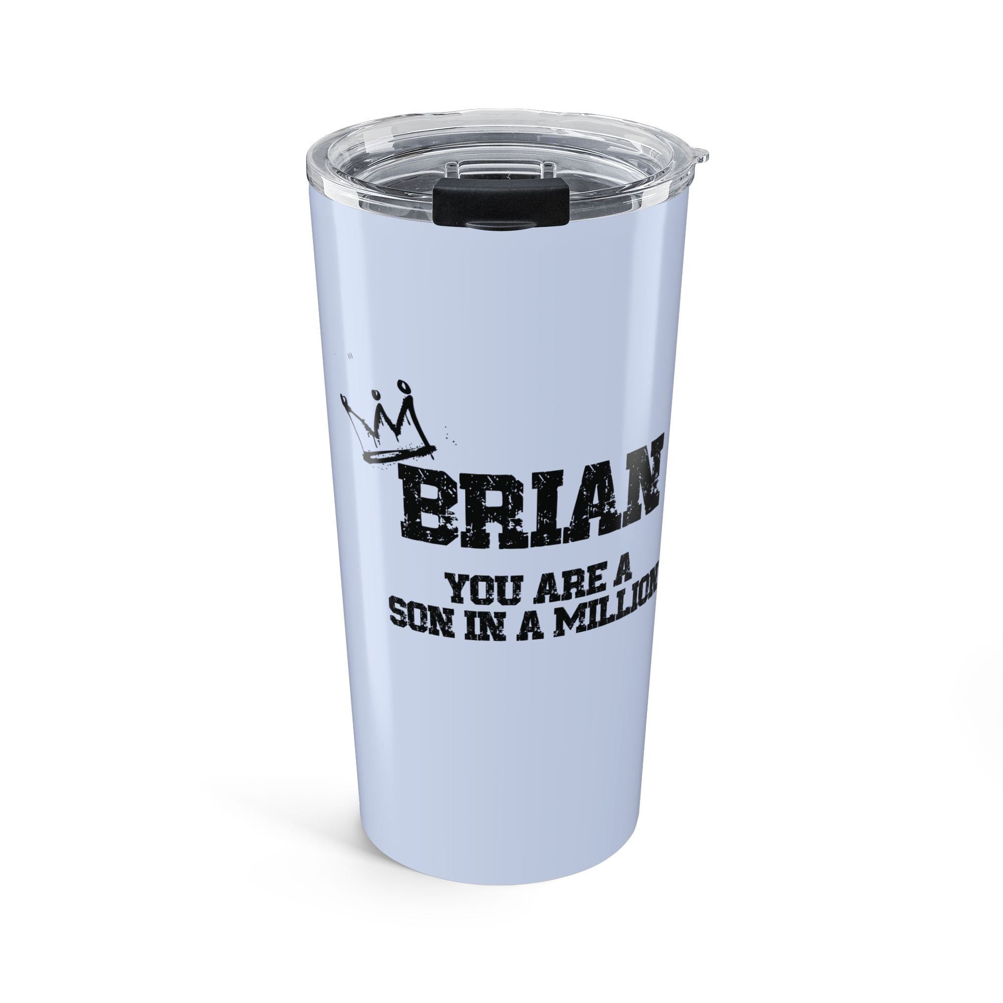 Personalized son in a million light blue tumbler with crown design