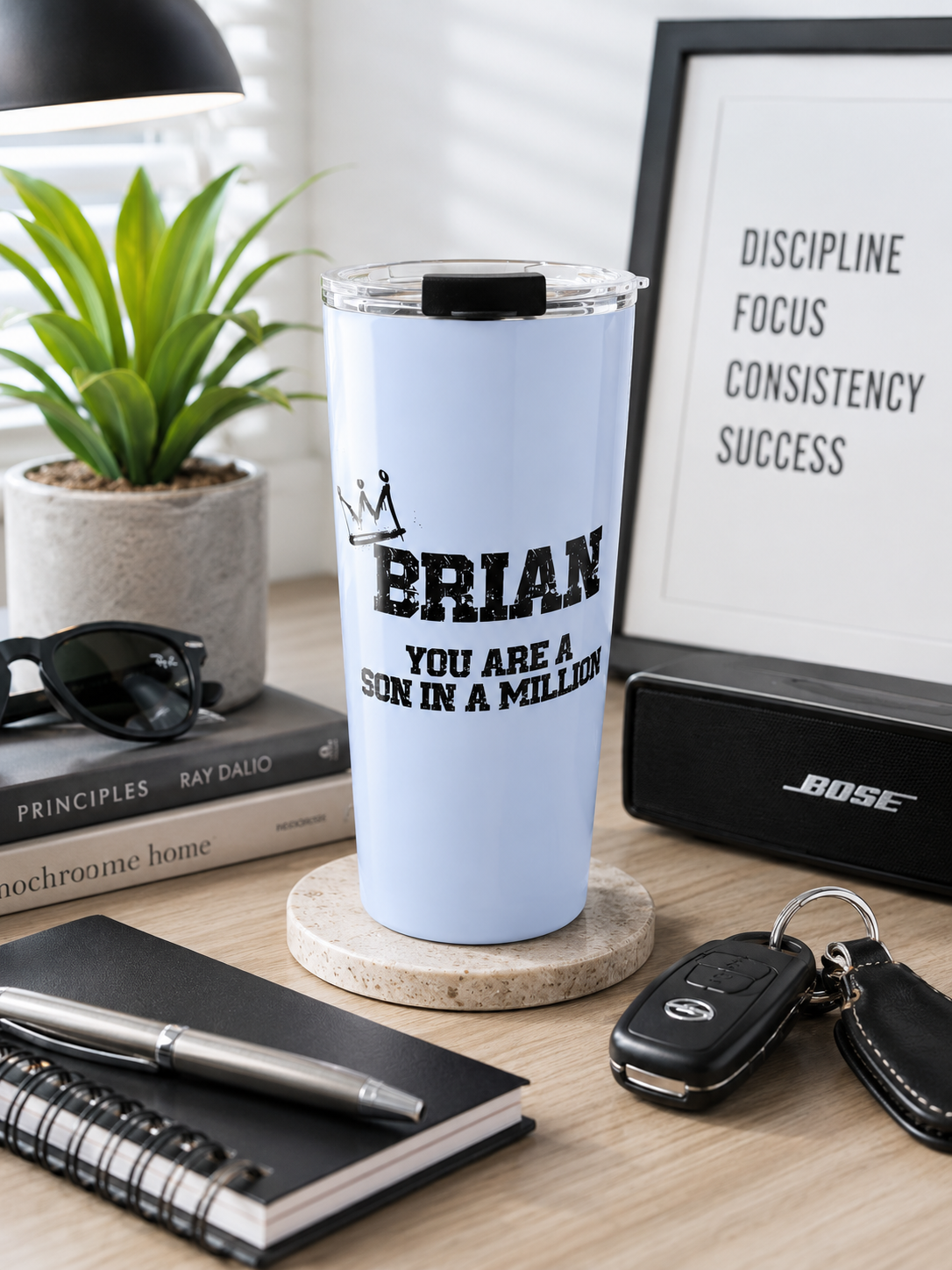 Son tumbler size reference mockup transparent background